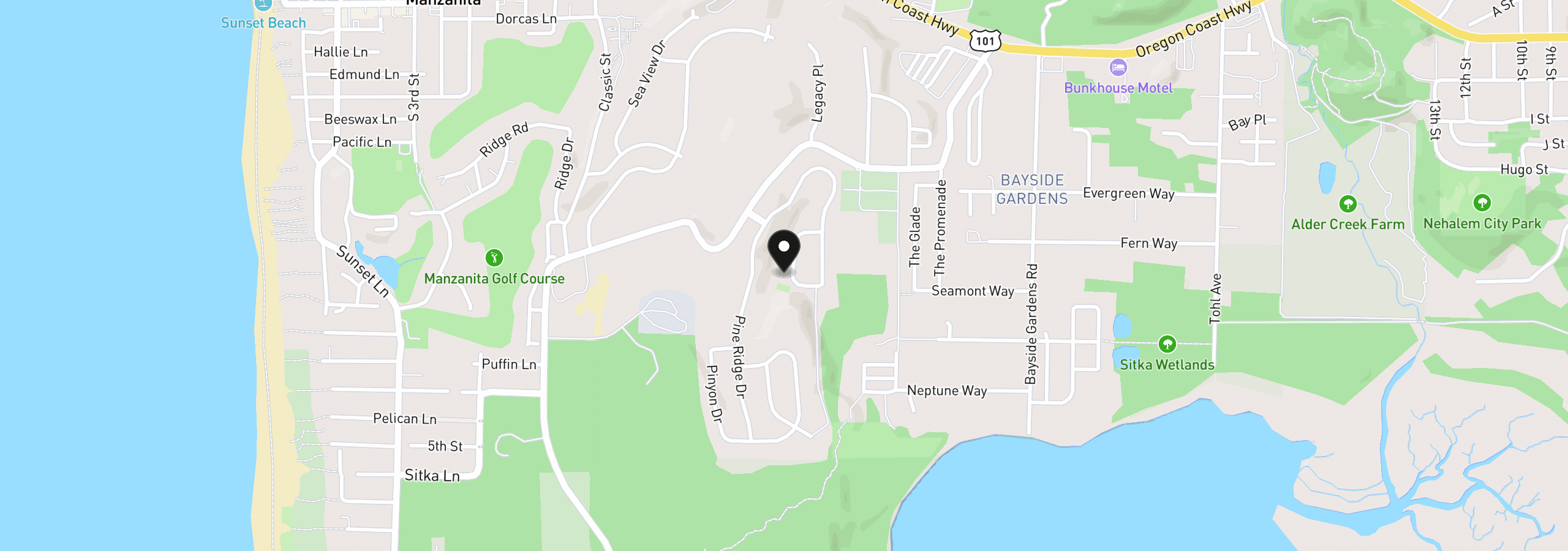 Map showing the location of 35120 Ponderosa Loop, Manzanita, OR 97130