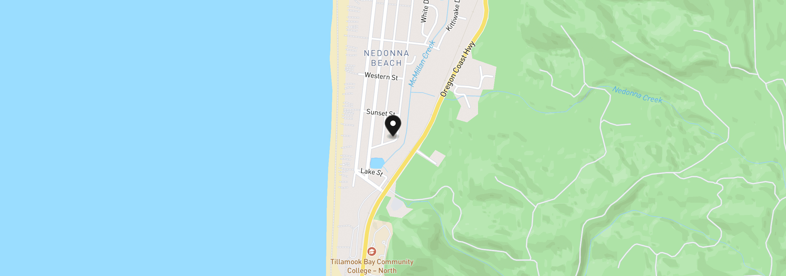 Map showing the location of Adah Hidey St 11100, Rockaway Beach, OR 97136