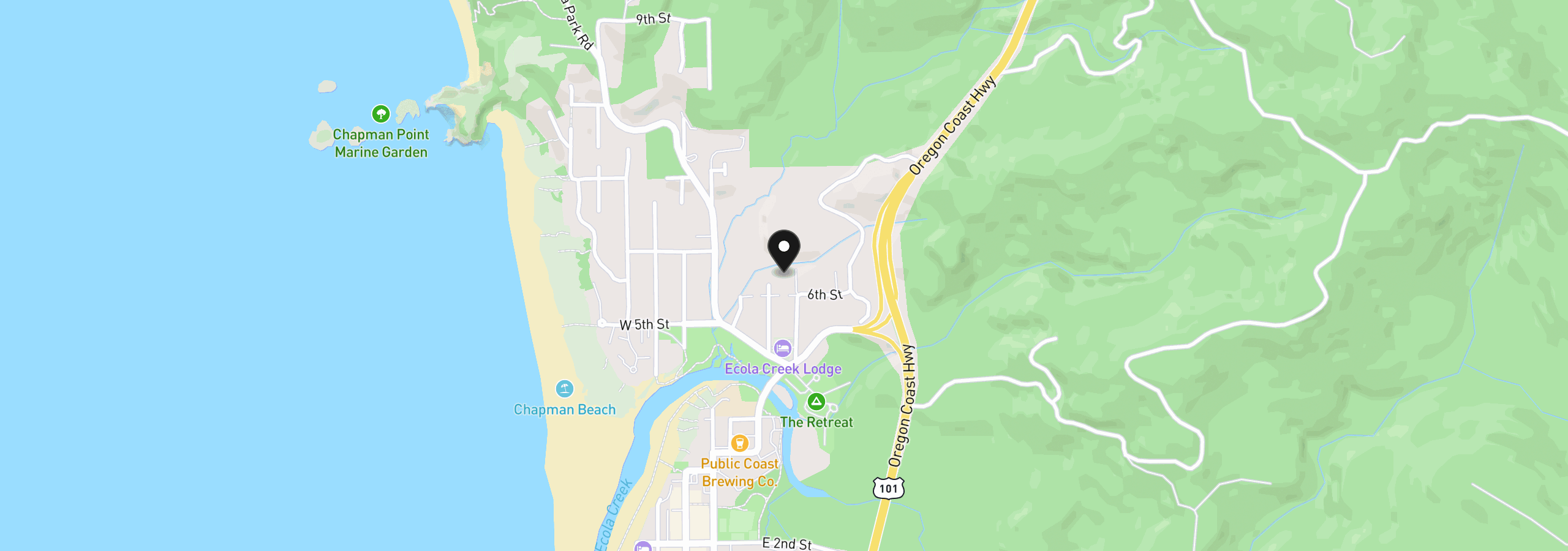 Map showing the location of 615 N Elm St, Cannon Beach, OR 97110