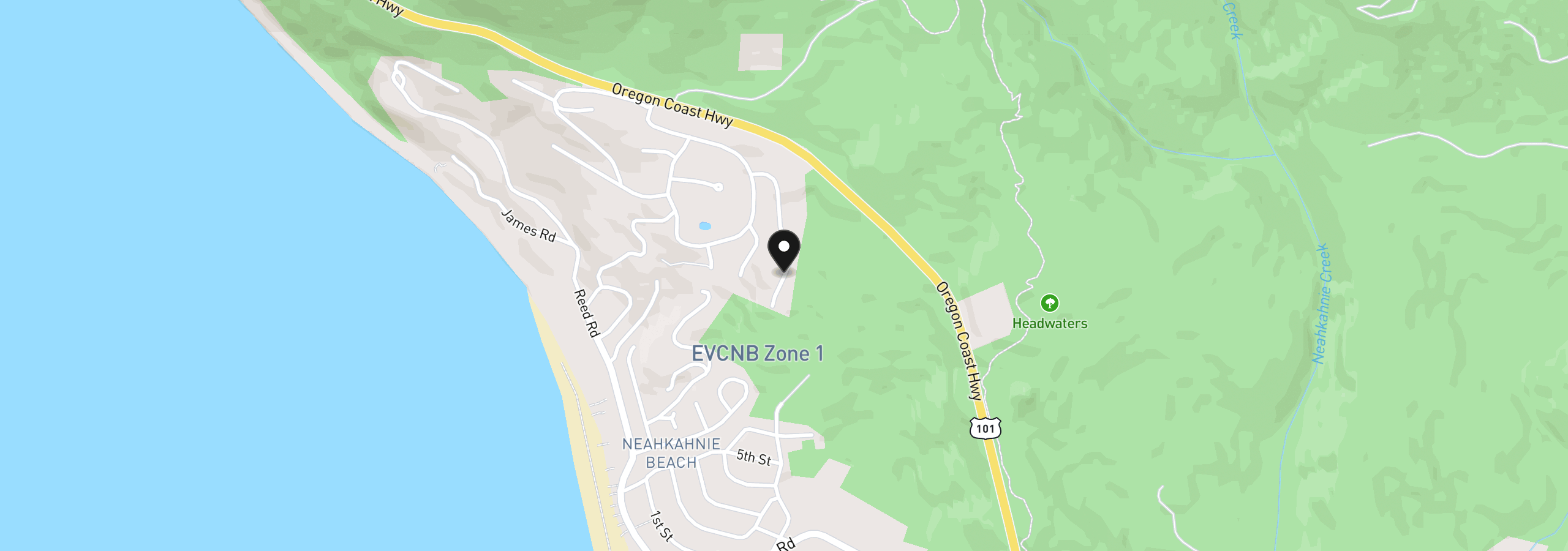 Map showing the location of Bareridge Dr 40, Manzanita, OR 97130