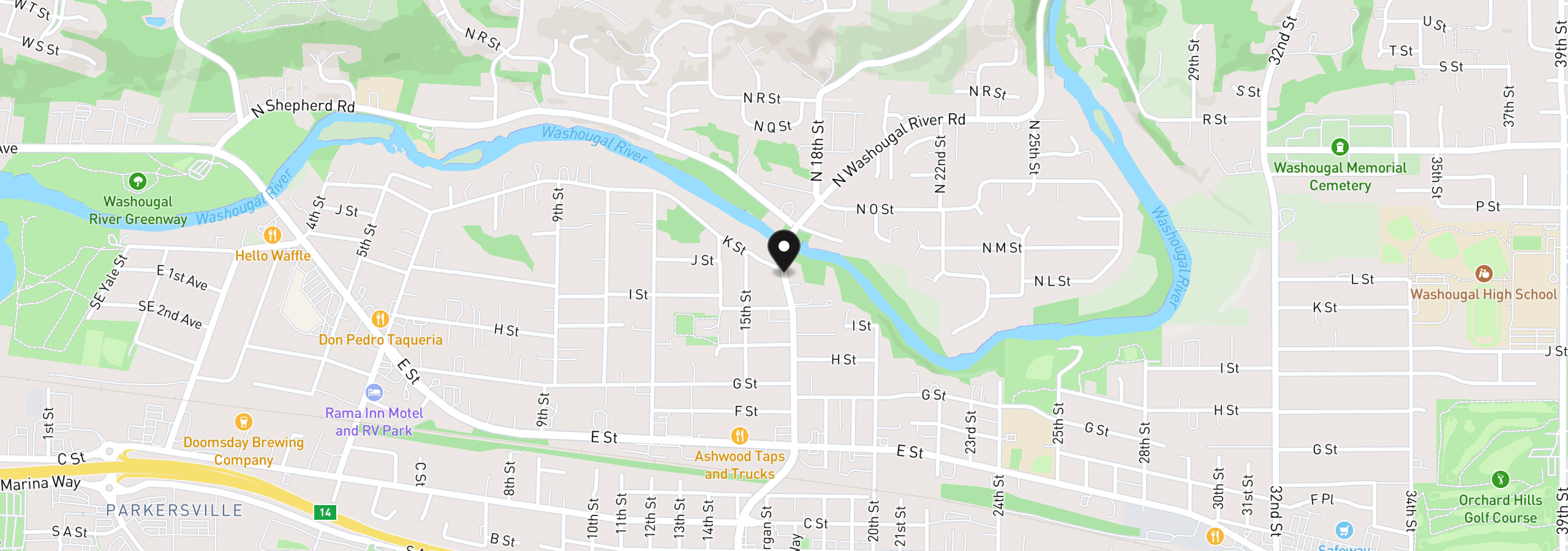 Map showing the location of 0 Washougal River Rd 104, Washougal, Wa 98671