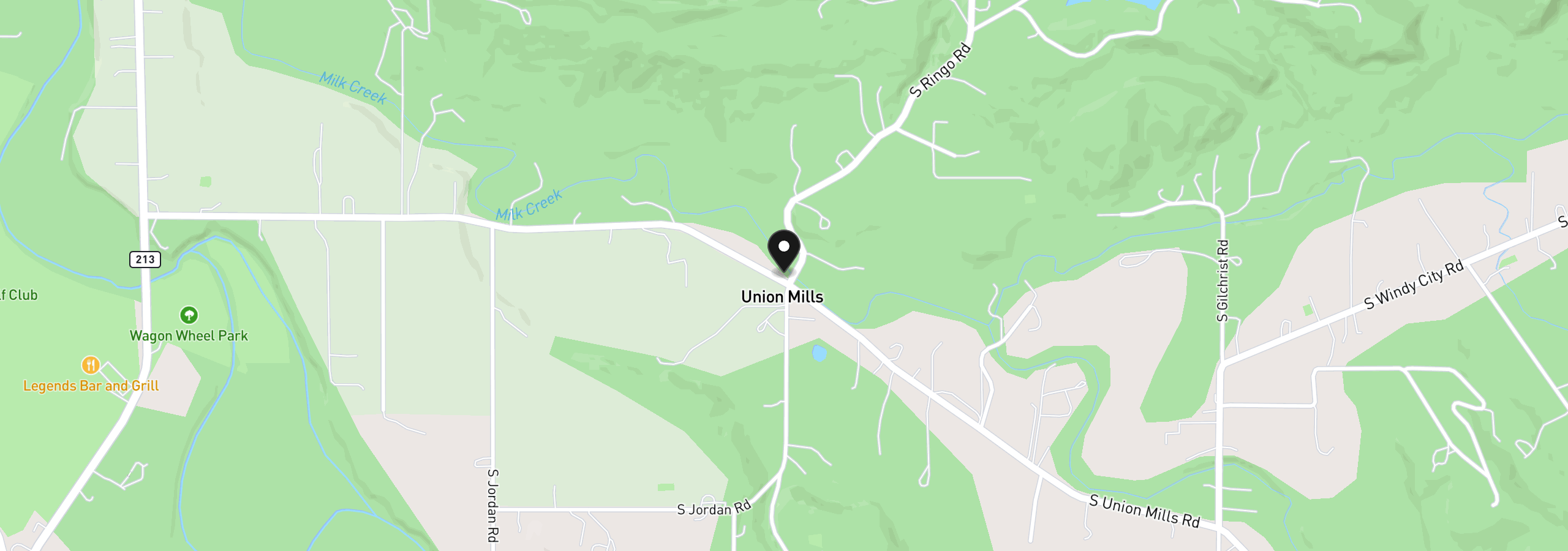 Map showing the location of 14963 S Union Mills Rd, Mulino, OR 97042