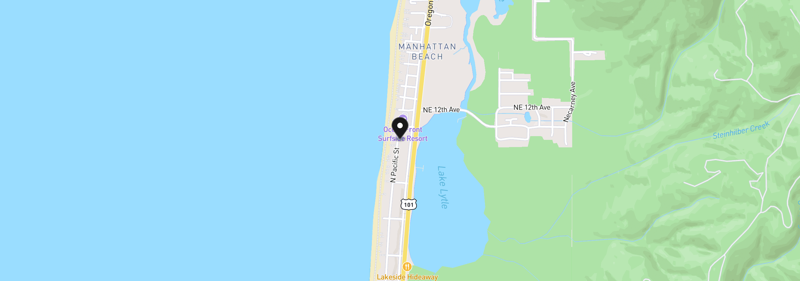 Map showing the location of N Pacific, Rockaway Beach, OR 97136