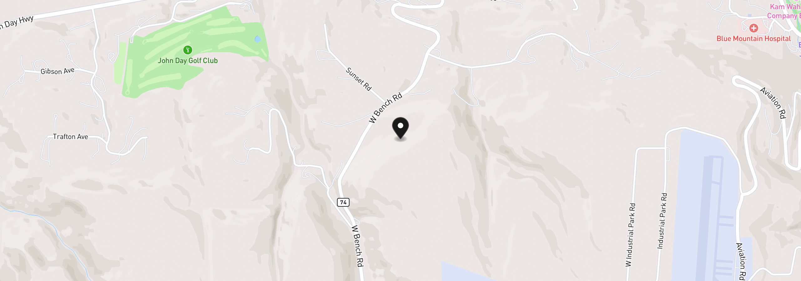 Map showing the location of 92715 Hidden Hills Ln, John Day, OR 97845