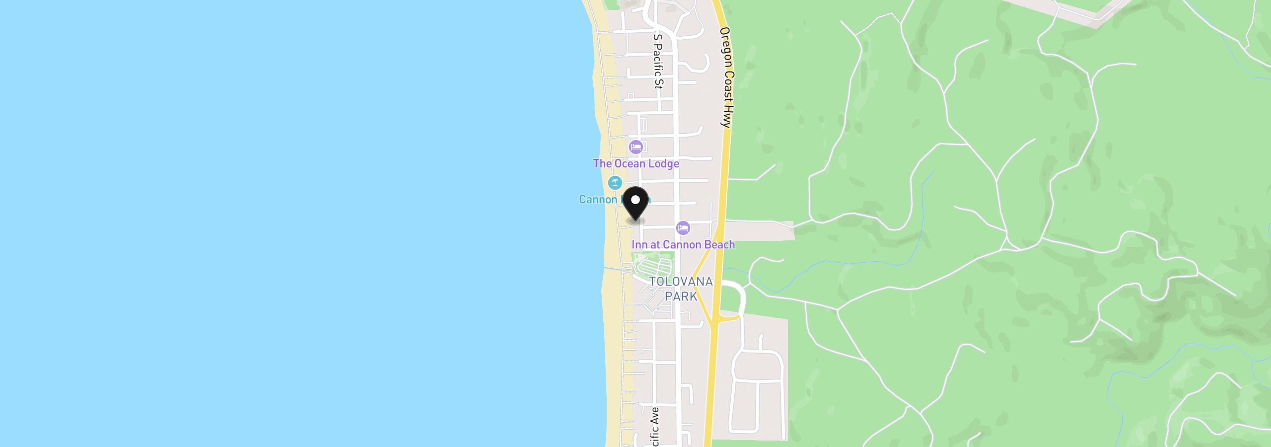 Map showing the location of 3188 Pacific St, Cannon Beach, OR 97110