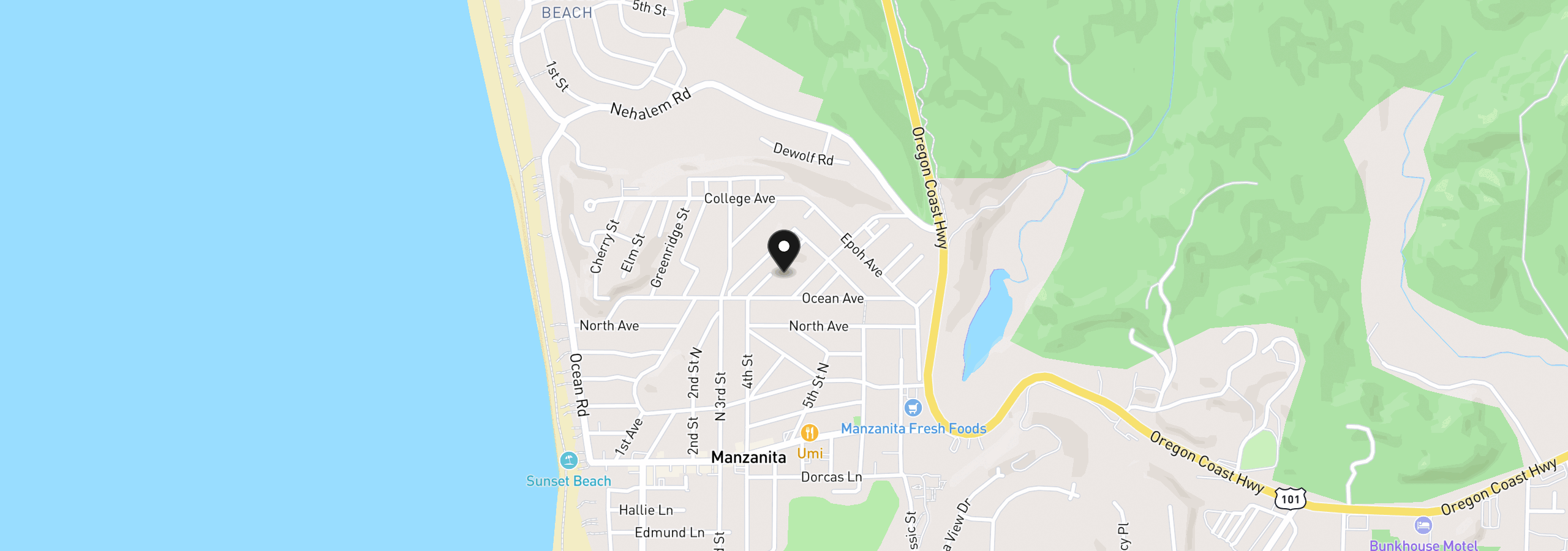 Map showing the location of Nutmeg St Lot 7, Manzanita, OR 97130