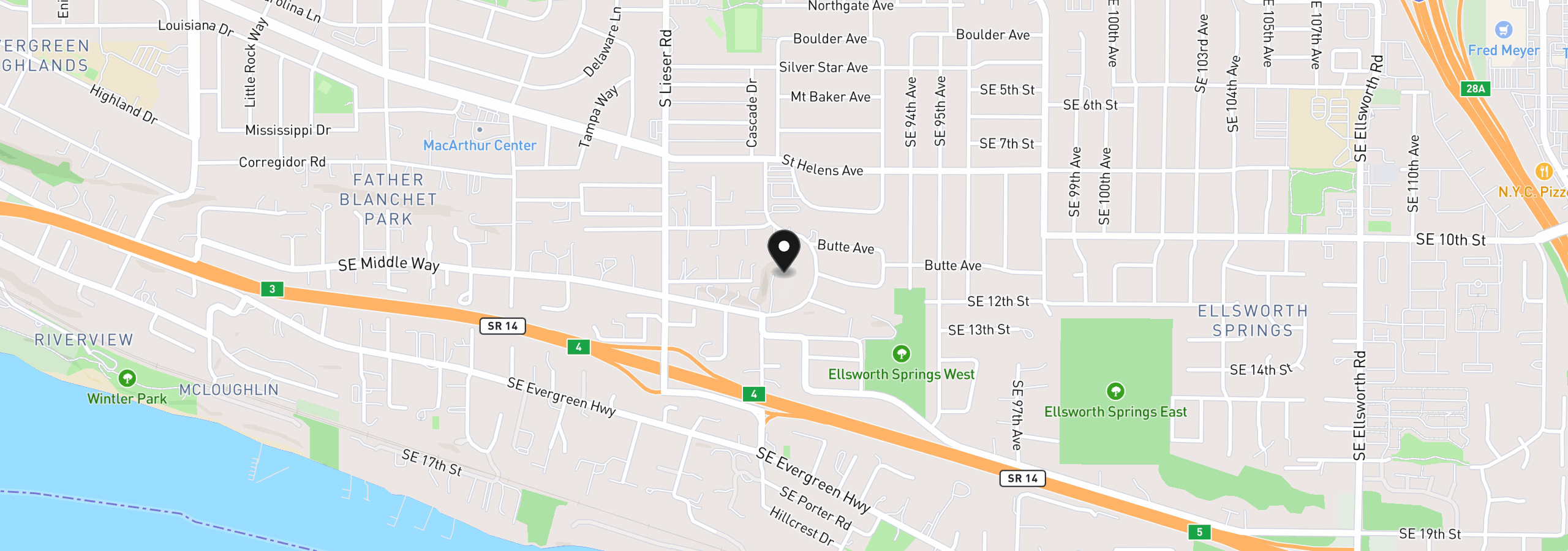 Map showing the location of 1040 SE Columbia Ridge Dr 2, Vancouver, Wa 98664