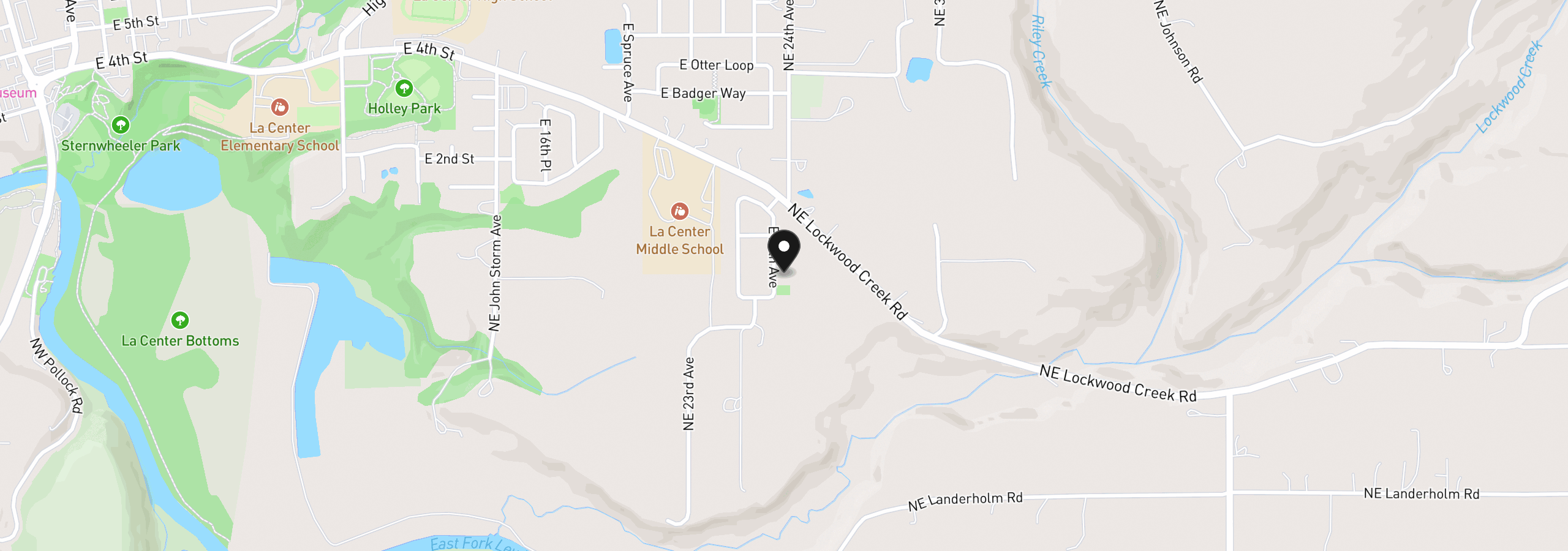 Map showing the location of 225 E 24th Ave, La Center, Wa 98629