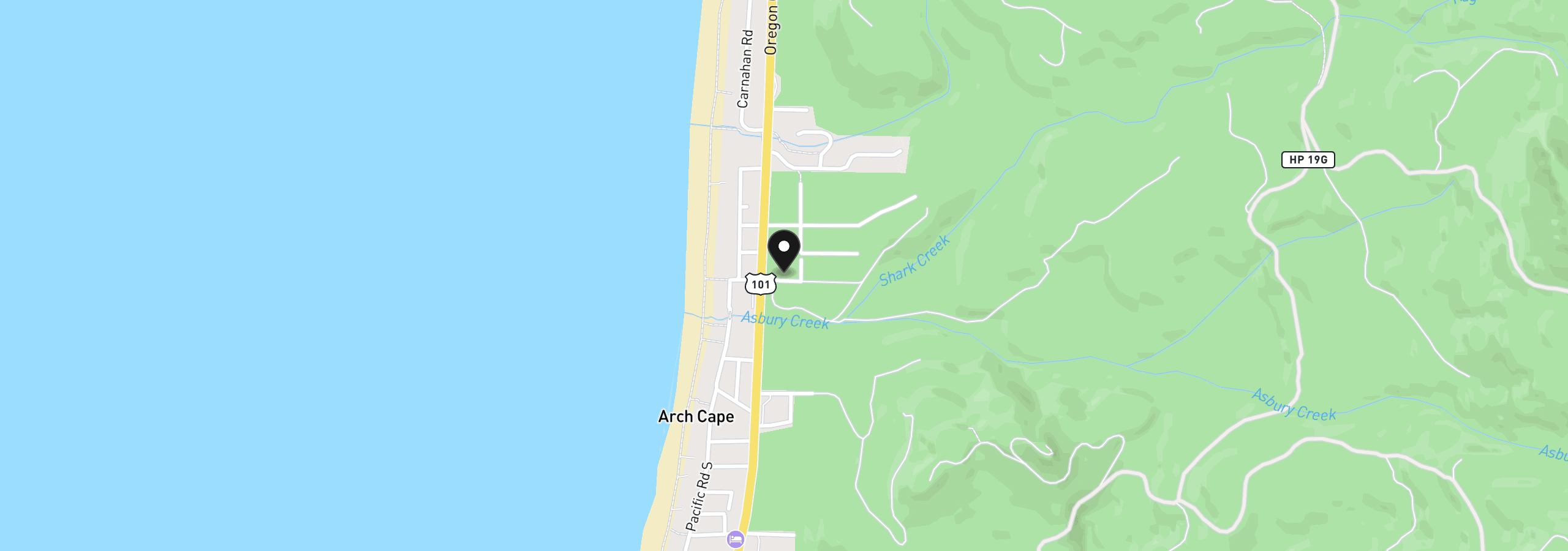 Map showing the location of Shark Creek Ln, Arch Cape, OR 97102