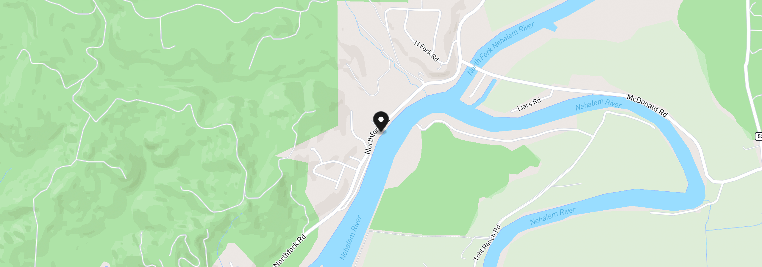 Map showing the location of 37735 North Fork Rd, Nehalem, OR 97131