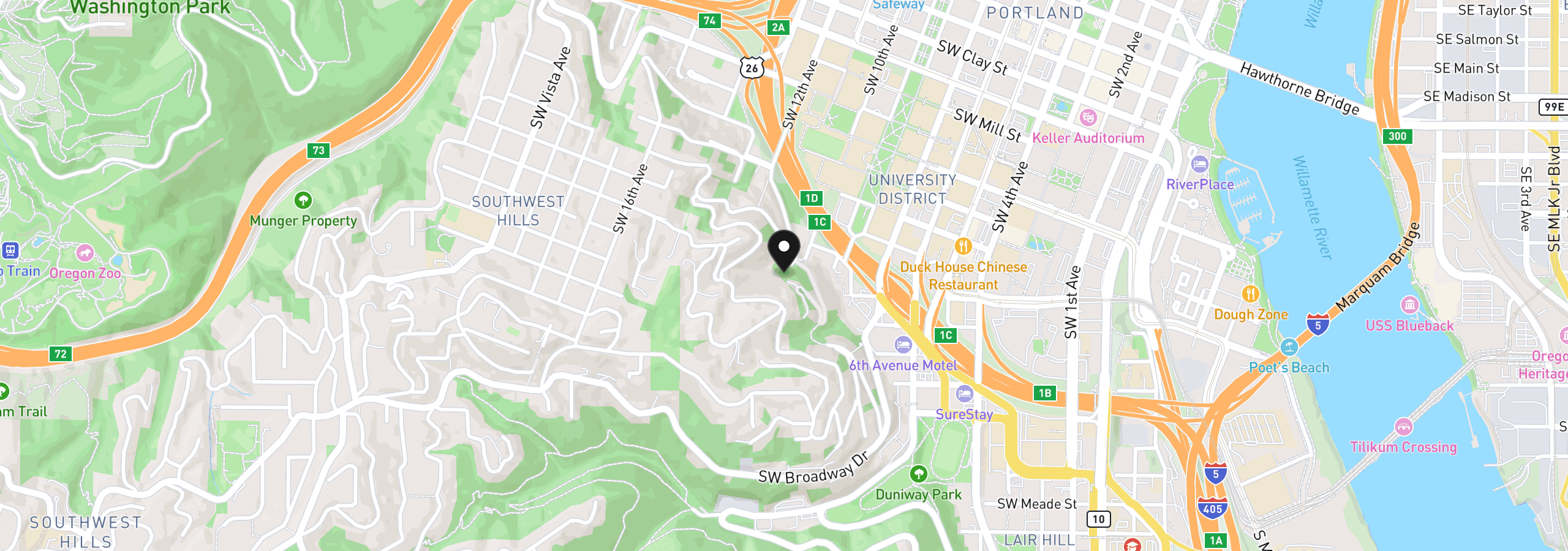 Map showing the location of SW Cardinell Way, Portland, OR 97201