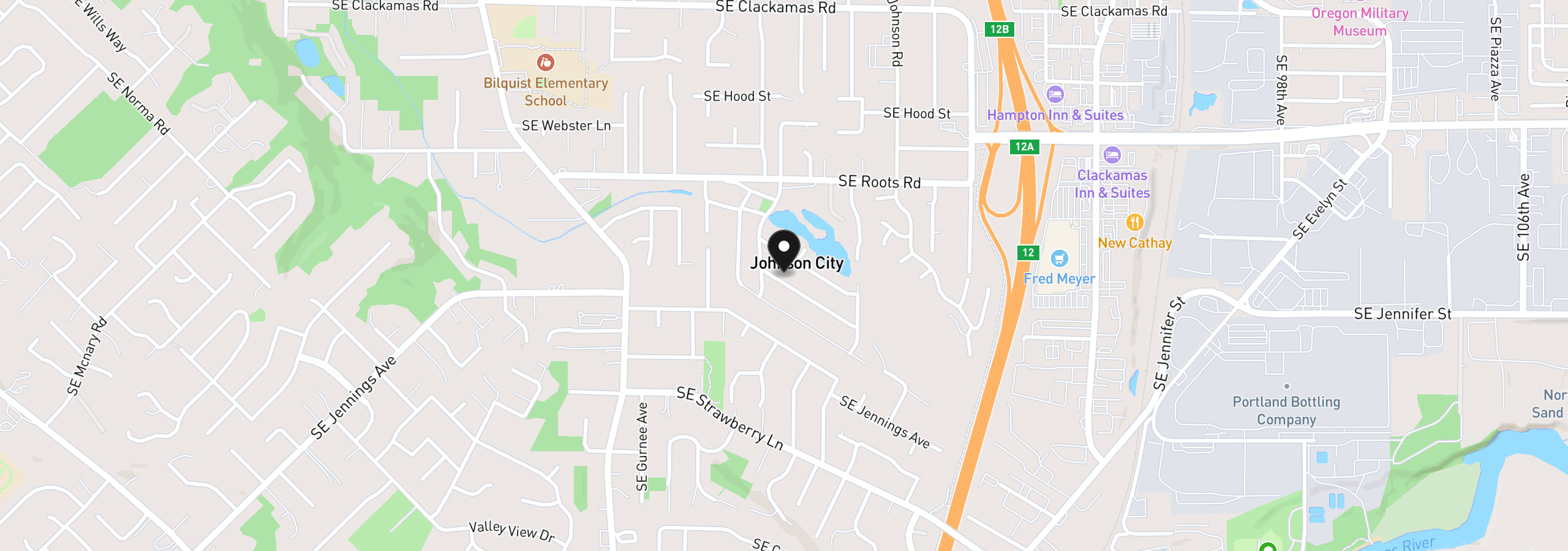 Map showing the location of 8190 SE Poppy St, Milwaukie, OR 97267