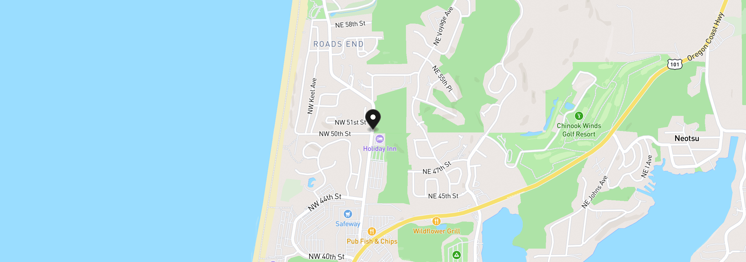Map showing the location of 5000 NW Blk Logan Rd, Lincoln City, OR 97367