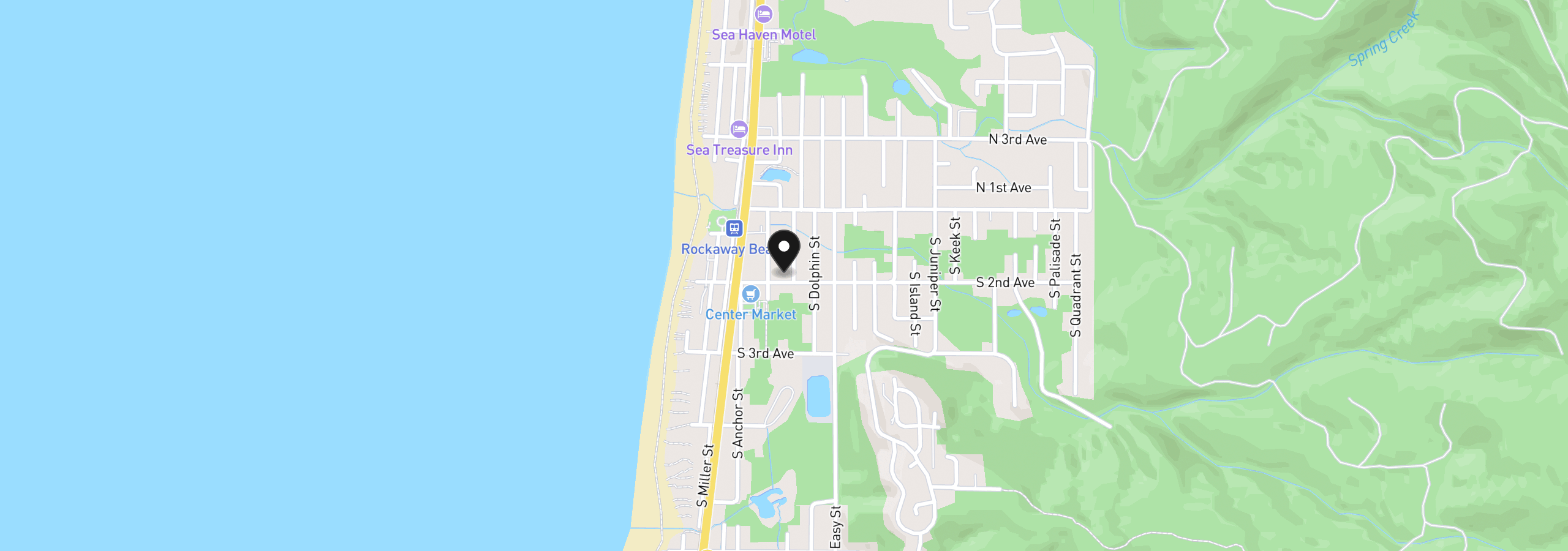 Map showing the location of 211 S 2nd Ave, Rockaway Beach, OR 97136