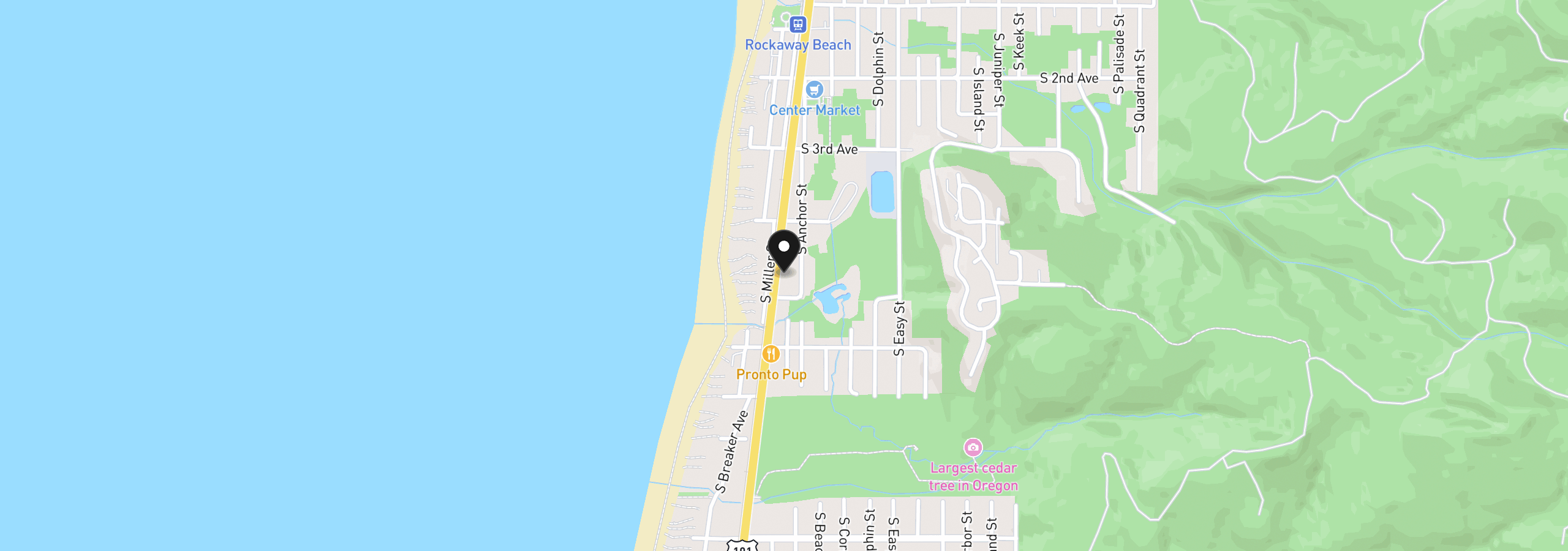 Map showing the location of 476 S Hwy 101, Rockaway Beach, OR 97136