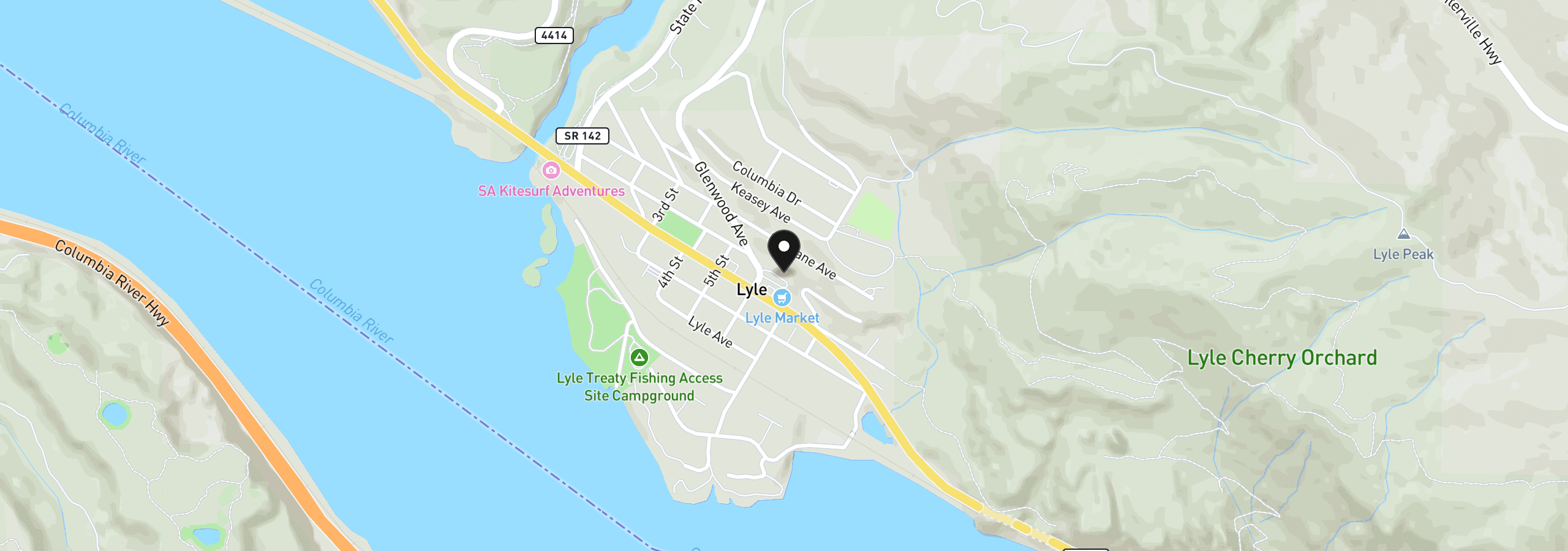 Map showing the location of 812 Klickitat St, Lyle, Wa 98635