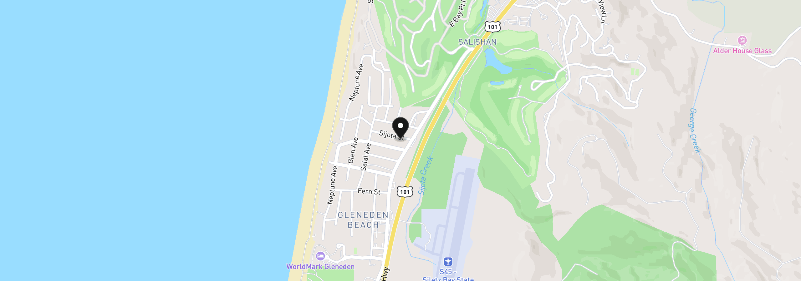 Map showing the location of 30 Sijota St, Gleneden Beach, OR 97388