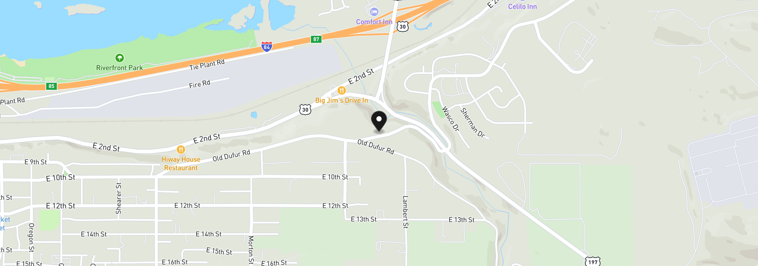 Map showing the location of 3103 Fremont St, The Dalles, OR 97058