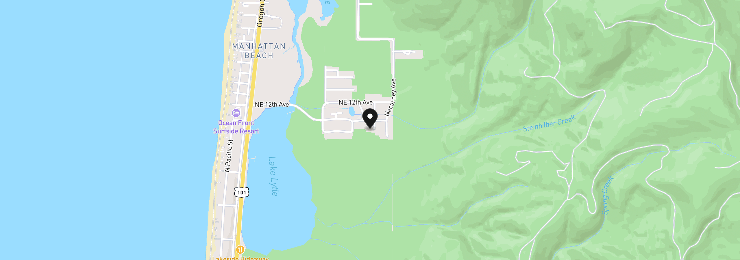 Map showing the location of 1201 Francis Lot2, Rockaway Beach, OR 97136