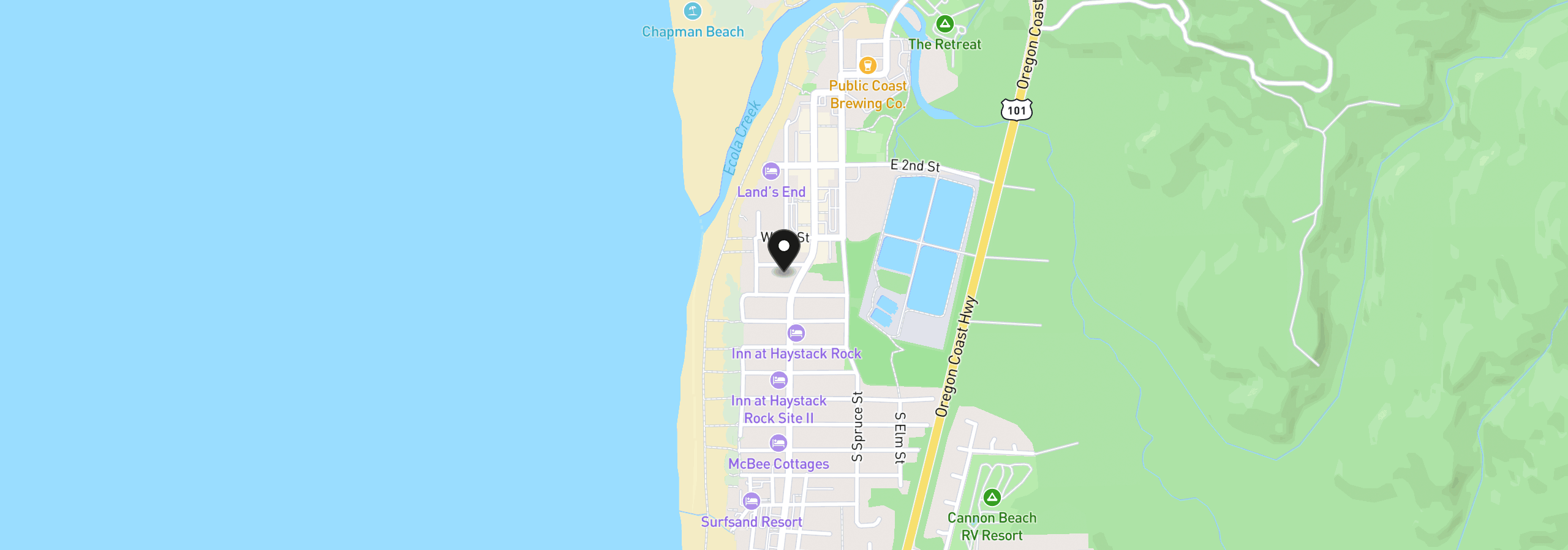 Map showing the location of 137 W Taft St, Cannon Beach, OR 97110