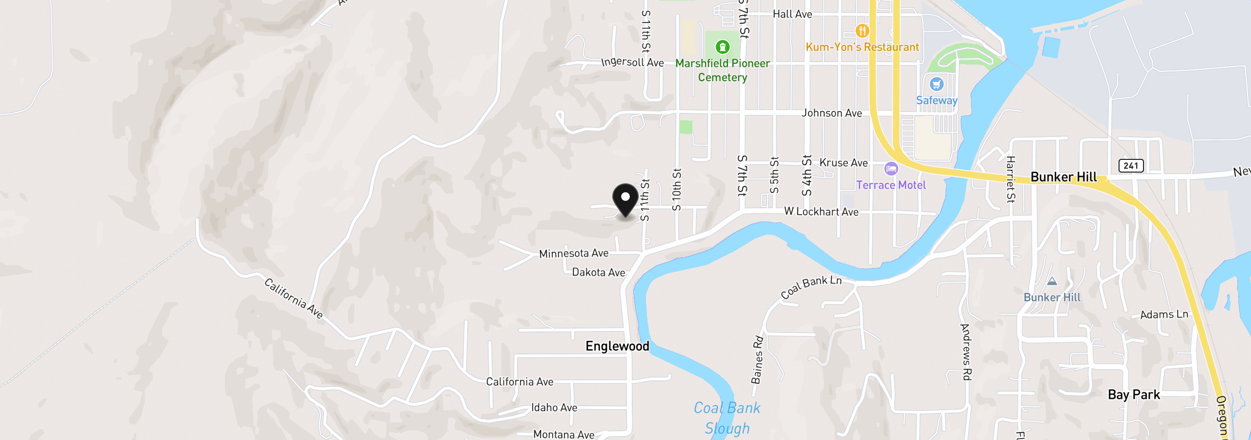 Map showing the location of 1232 S 12th St, Coos Bay, OR 97420