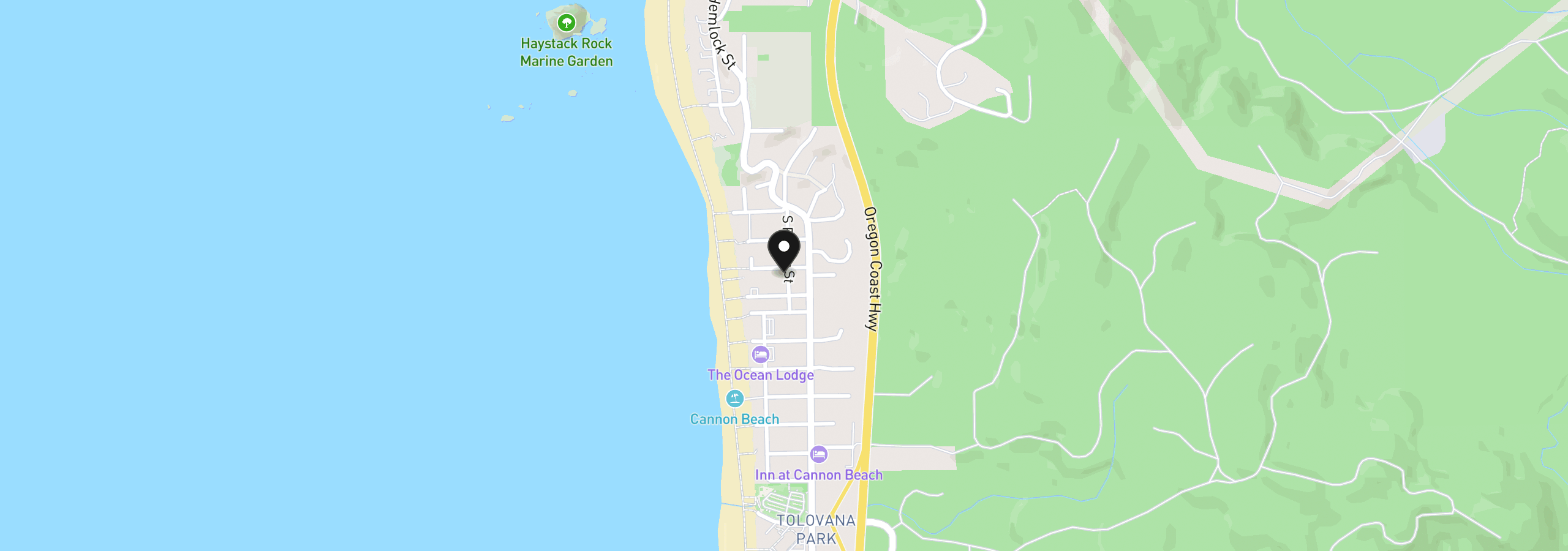 Map showing the location of 215 W Tanana Ave, Cannon Beach, OR 97110