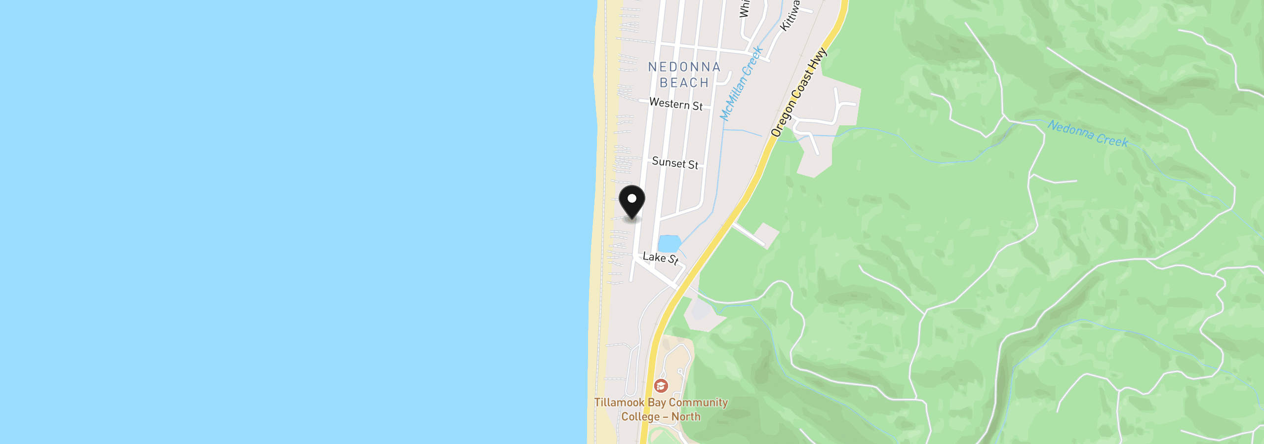 Map showing the location of 25800 Beach Dr, Rockaway Beach, OR 97136