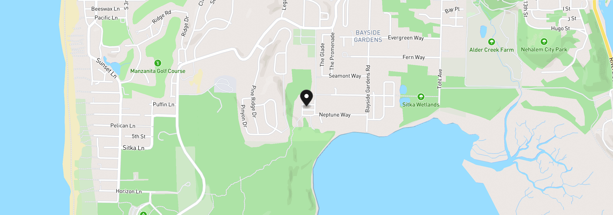 Map showing the location of 10565 Meadow Lark Ln, Manzanita, OR 97130
