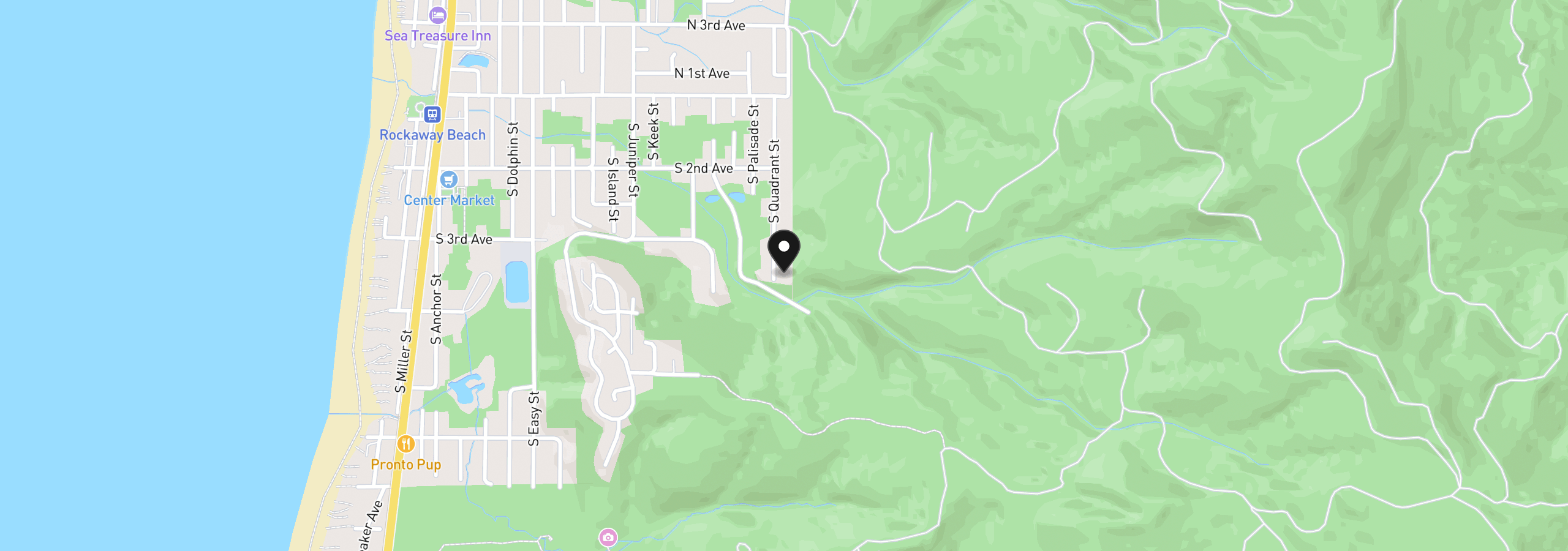 Map showing the location of 330 S Quadrant St, Rockaway Beach, OR 97136