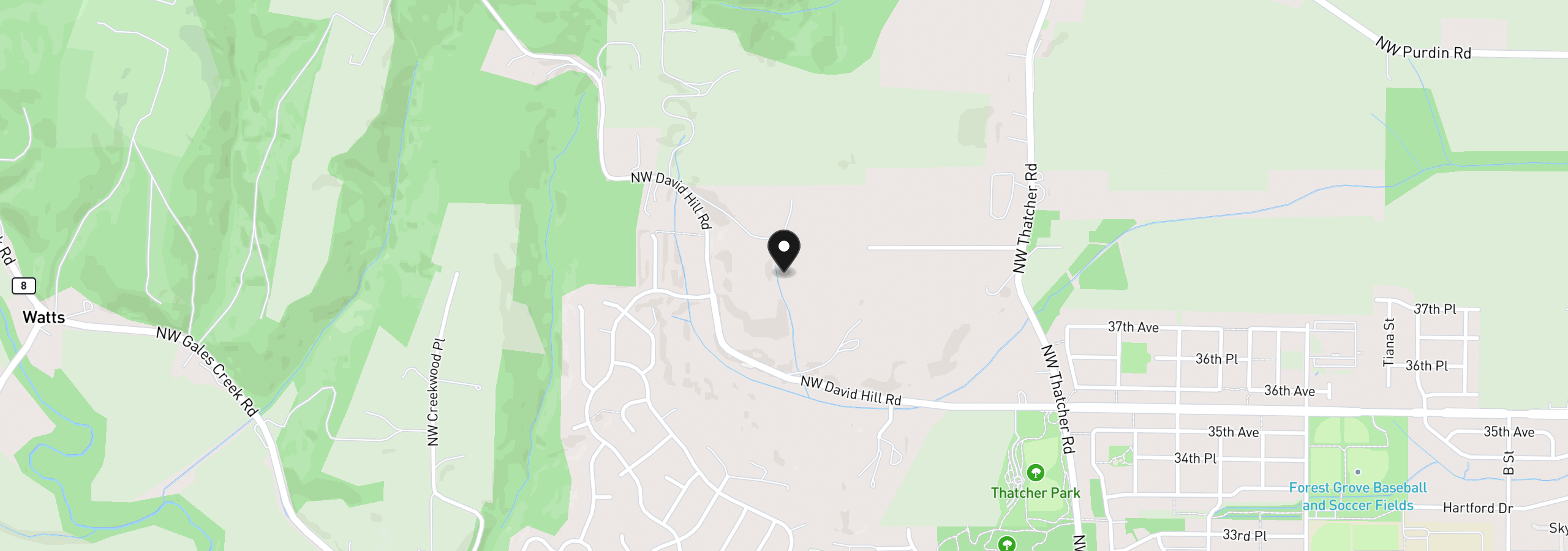 Map showing the location of 0 David Hill, Forest Grove, OR 97116