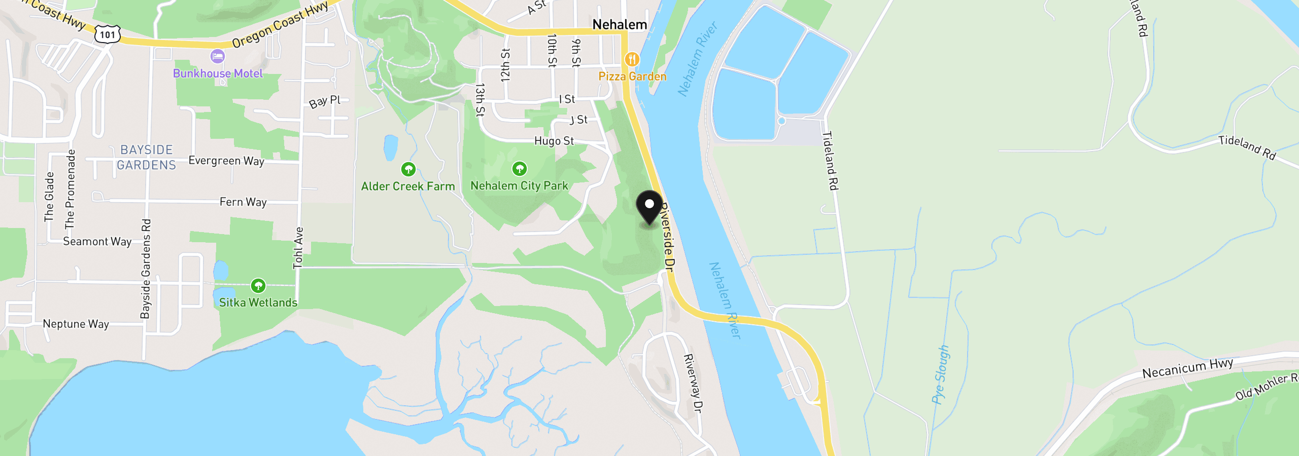 Map showing the location of N Thompson Rd, Nehalem, OR 97131