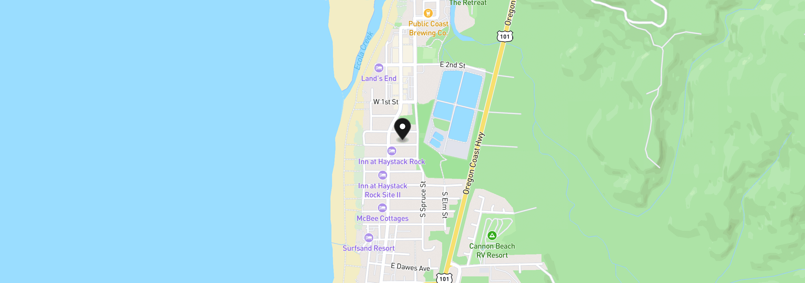 Map showing the location of 148 E Adams, Cannon Beach, OR 97110