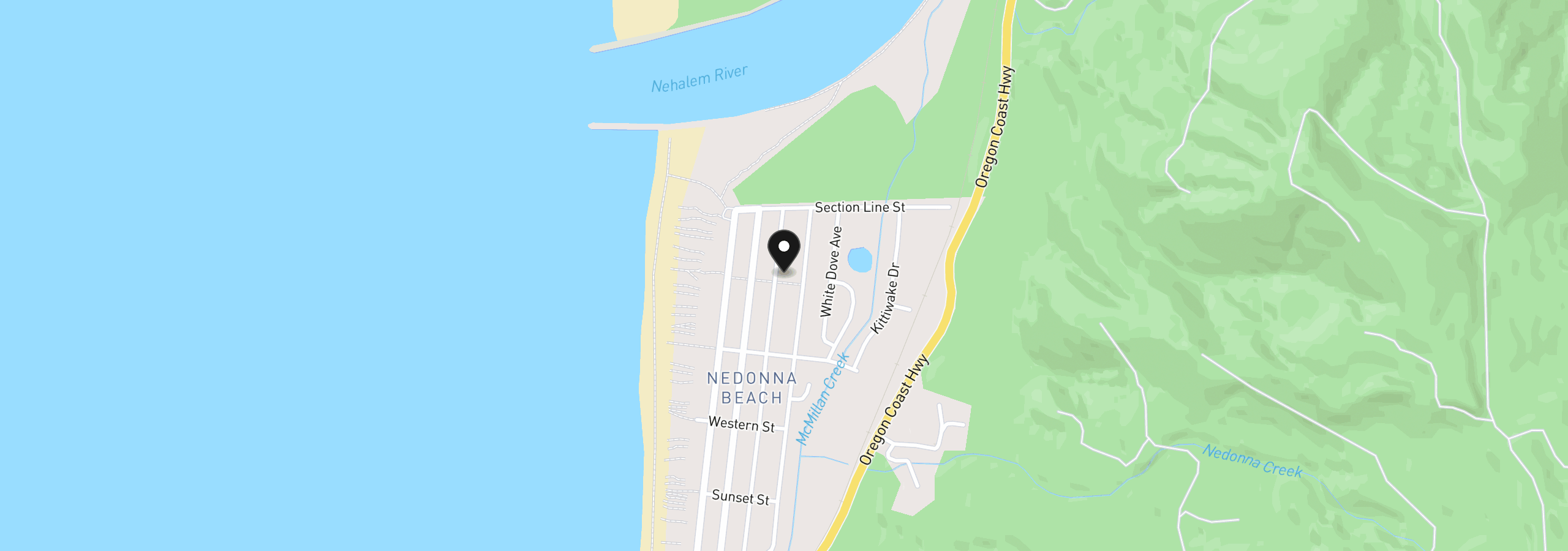 Map showing the location of 8820 Park St, Rockaway Beach, OR 97136