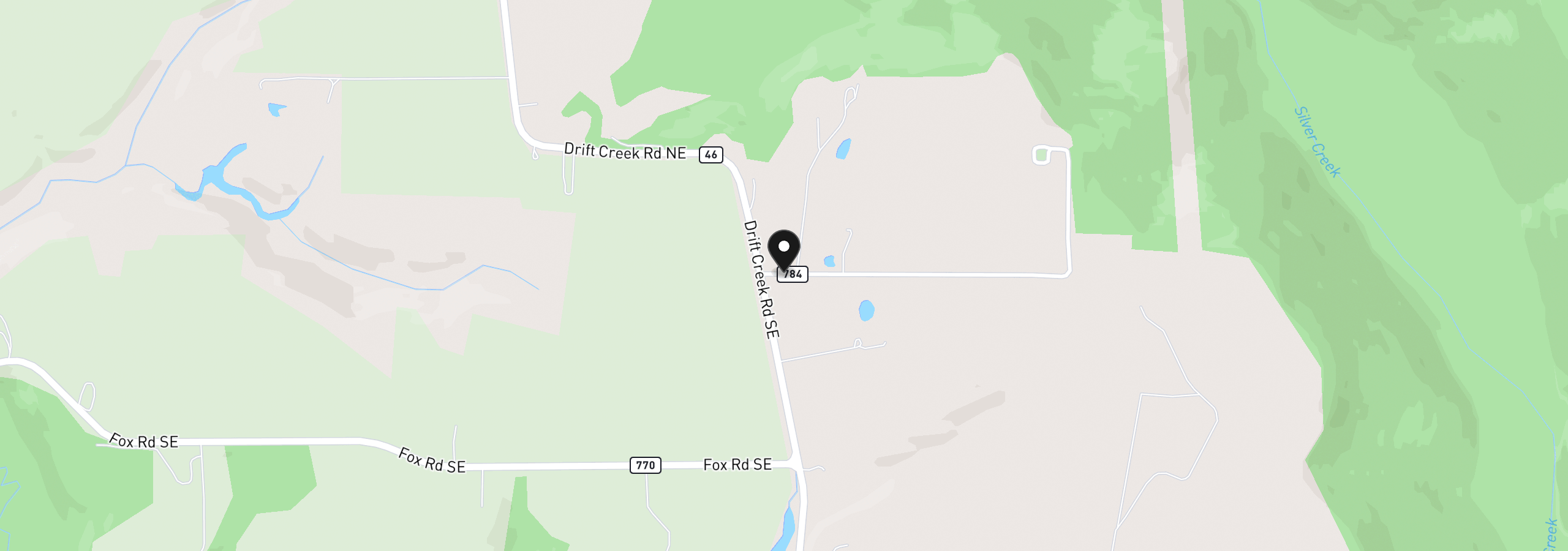 Map showing the location of Lewis Cemetery Rd, Silverton, OR 97381