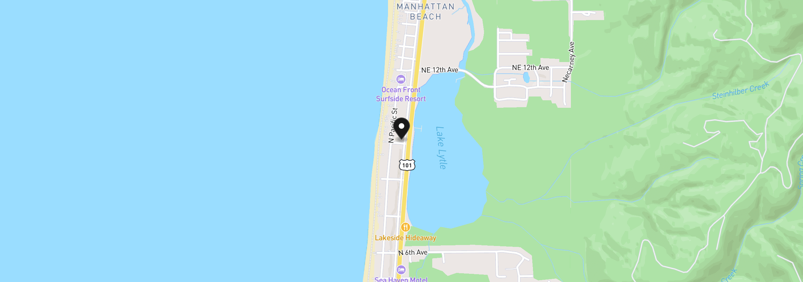 Map showing the location of 105 NW 9th Ave, Rockaway Beach, OR 97136
