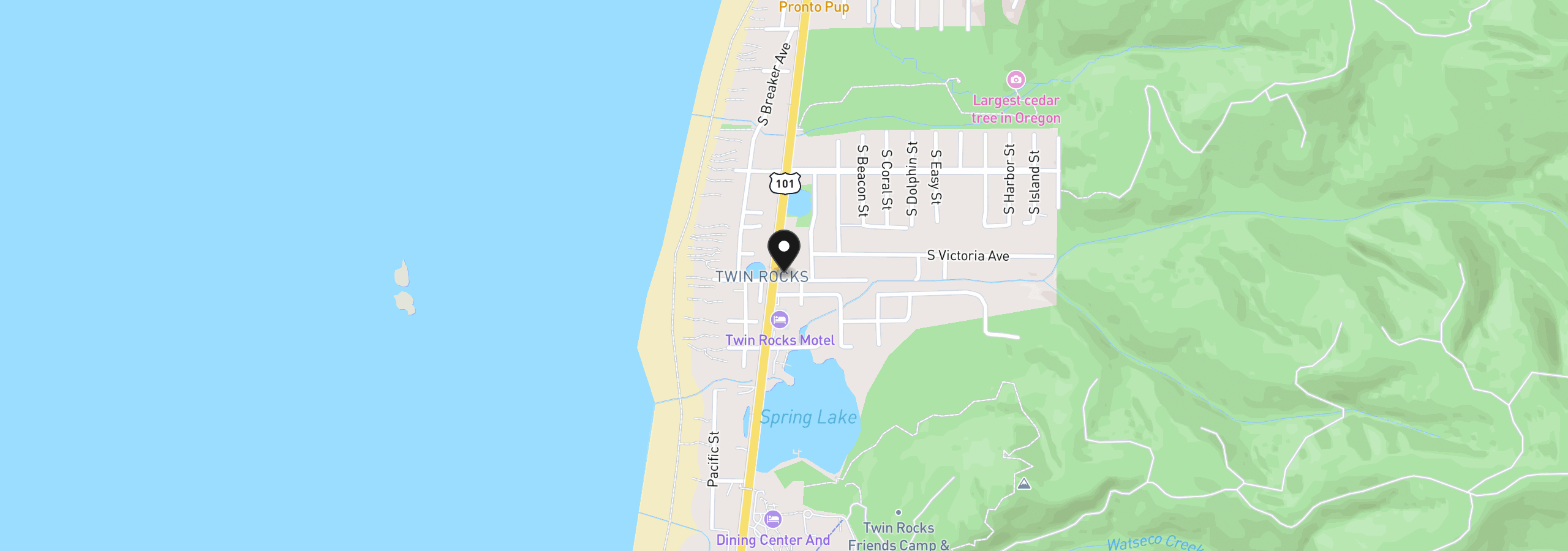 Map showing the location of 19315 N Hwy 101, Rockaway Beach, OR 97136