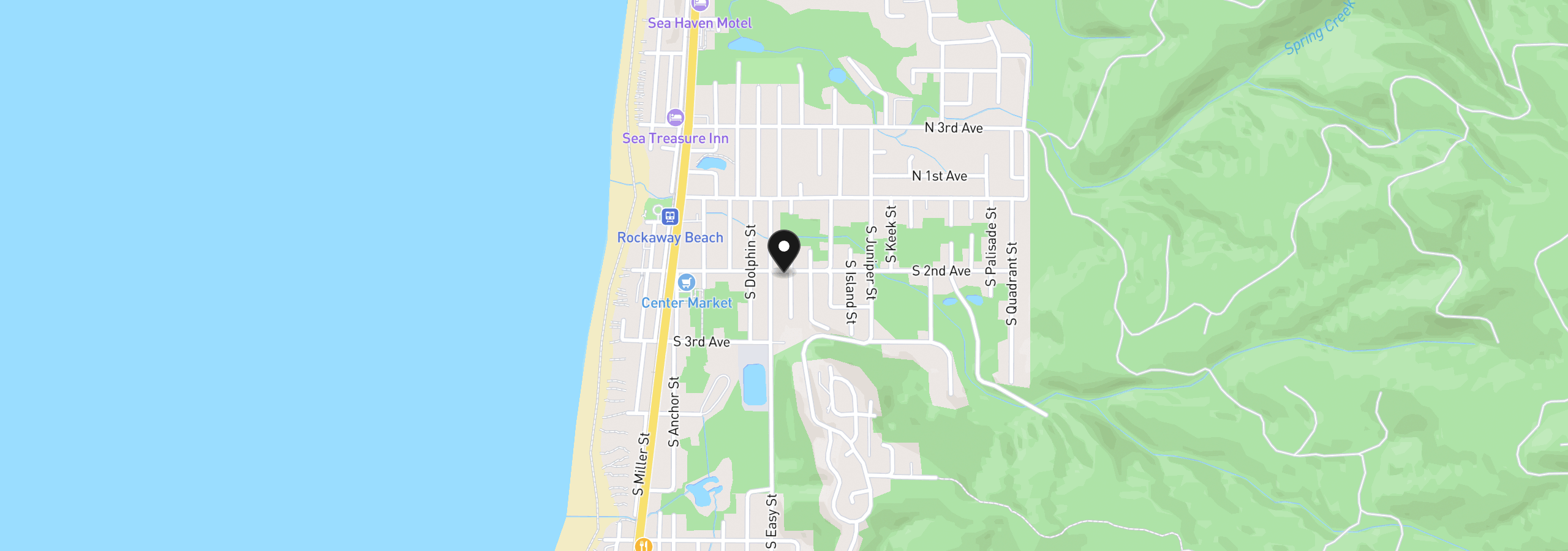 Map showing the location of 508 S 2nd Ave, Rockaway Beach, OR 97136