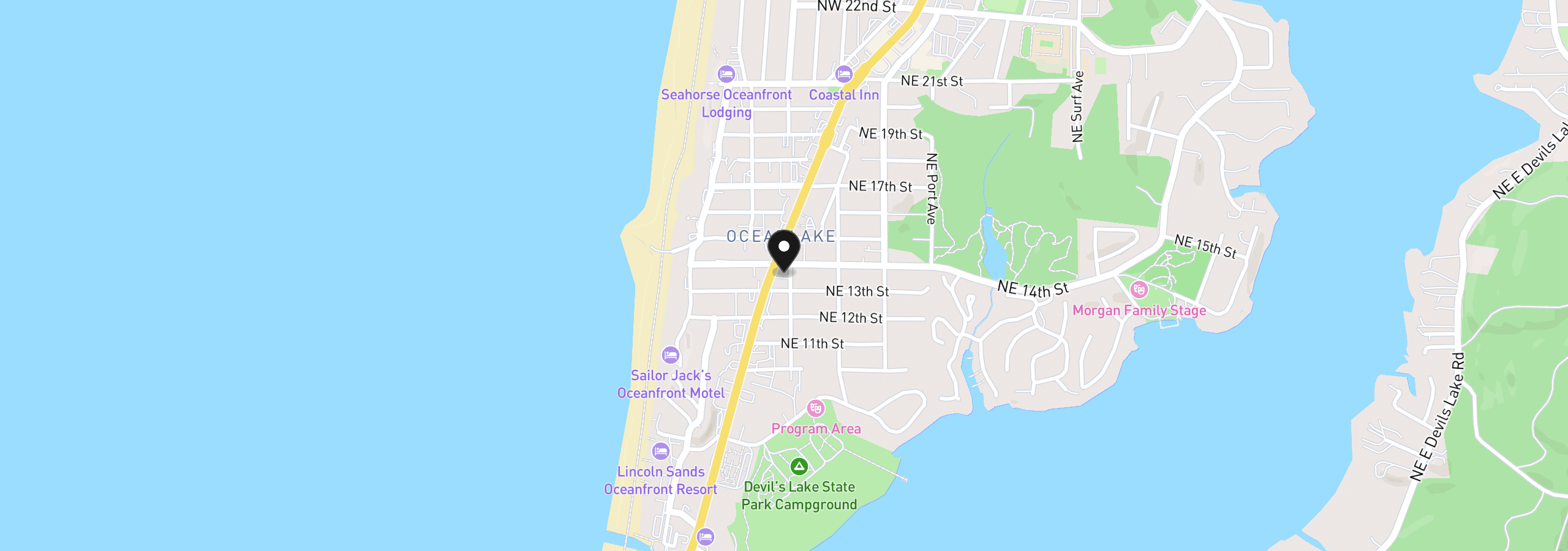Map showing the location of 1333 NE Keel Ave, Lincoln City, OR 97367