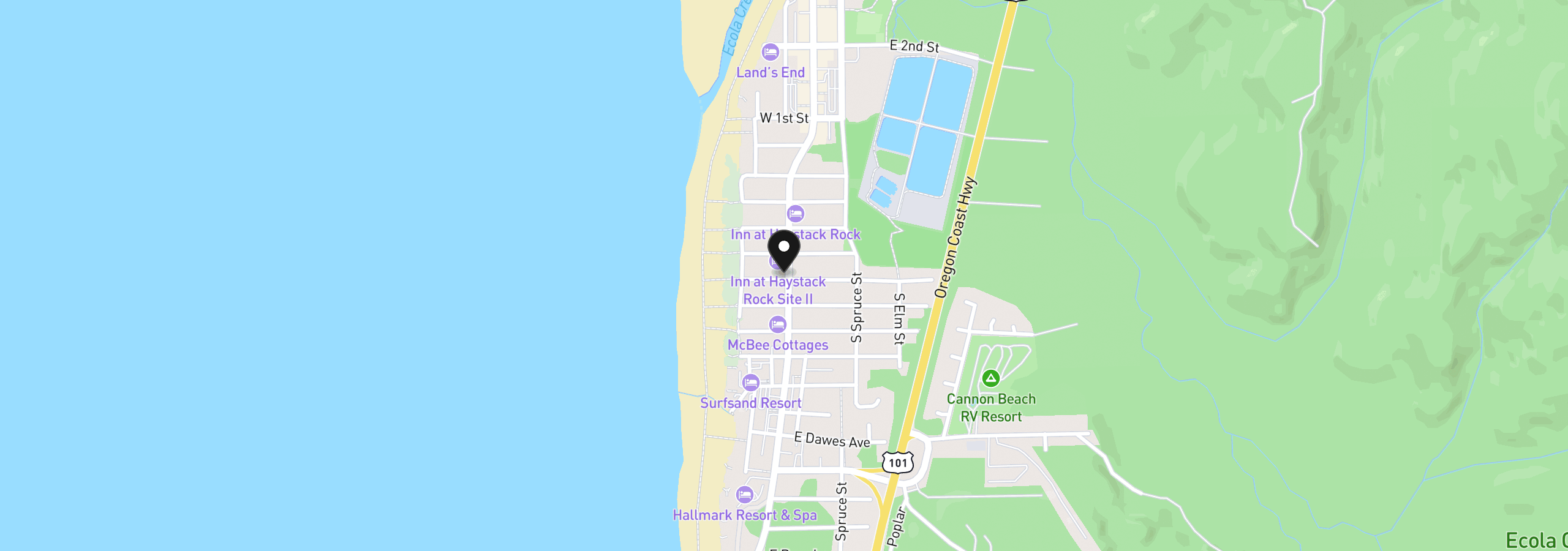 Map showing the location of 122 W Monroe St, Cannon Beach, OR 97110