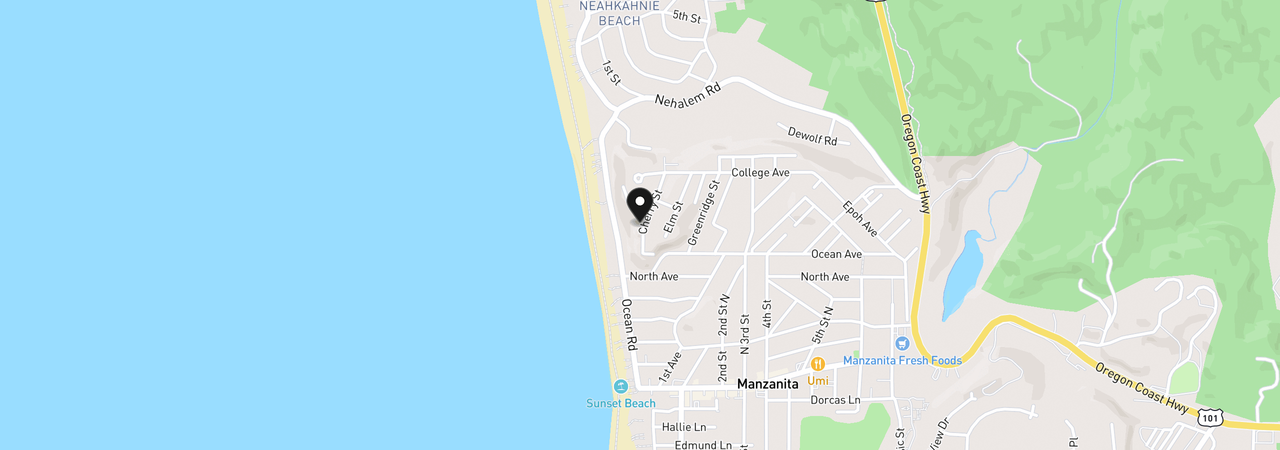 Map showing the location of 753 Cherry Ln, Manzanita, OR 97130
