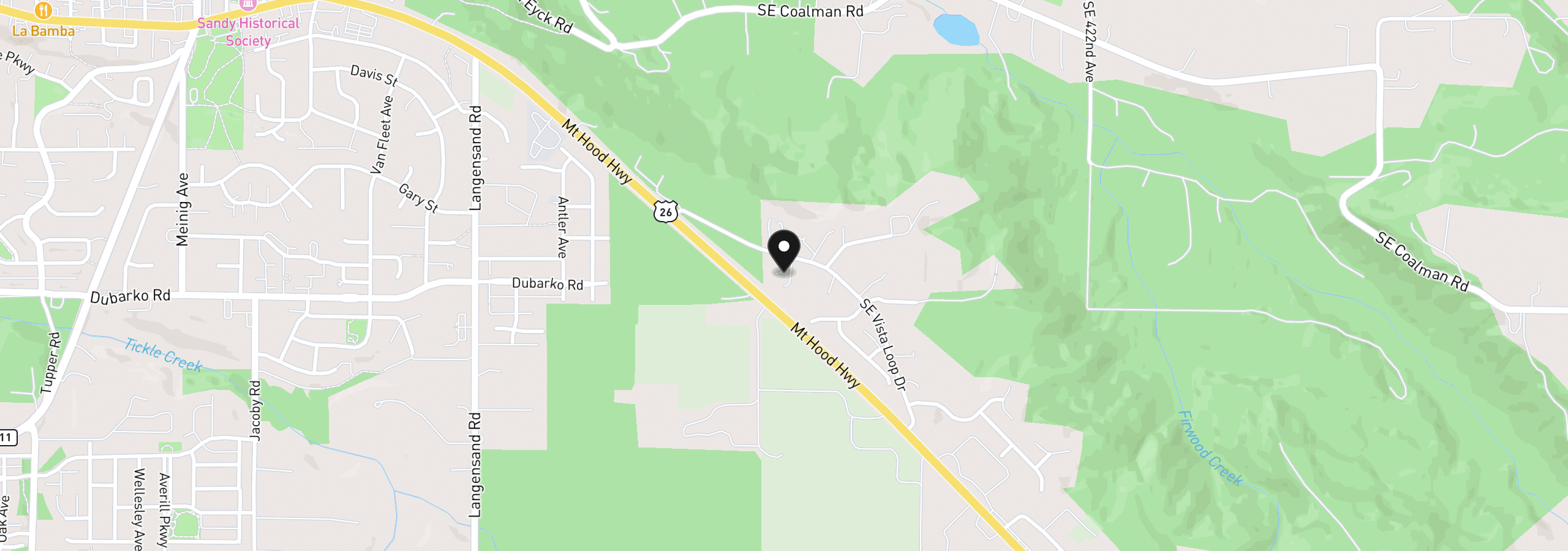 Map showing the location of 18980 Crooked River St 51, Sandy, OR 97055