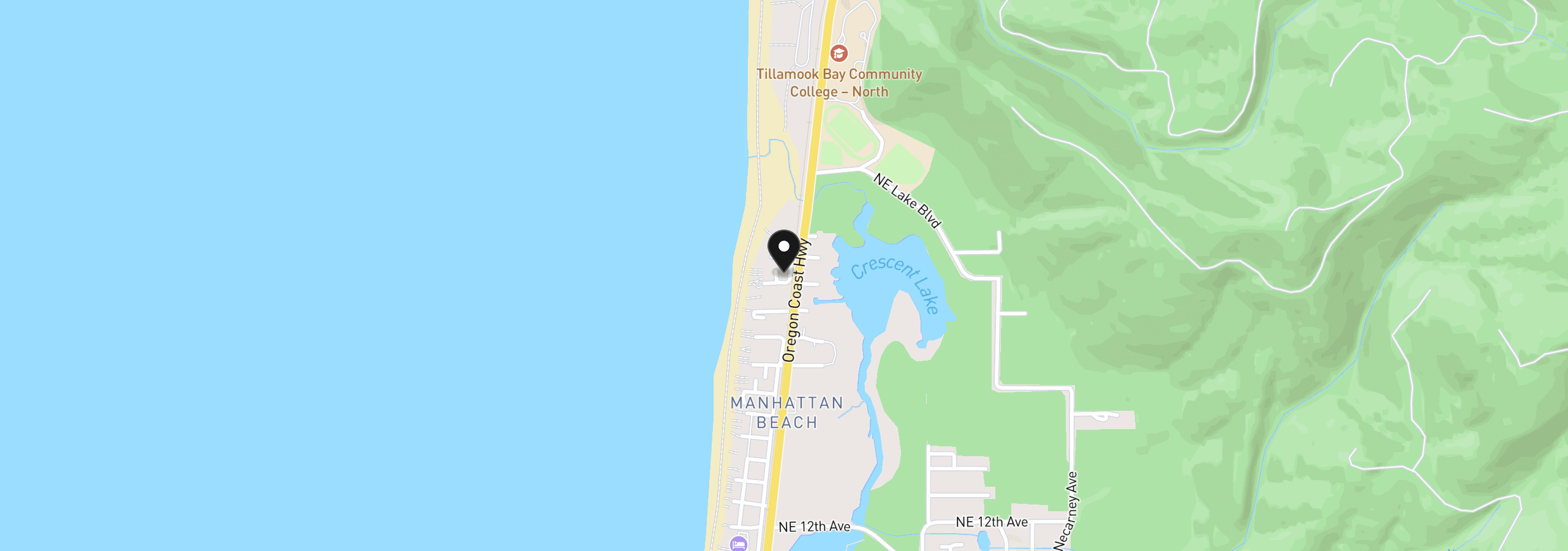 Map showing the location of 109 NW 22nd Ave, Rockaway Beach, OR 97136
