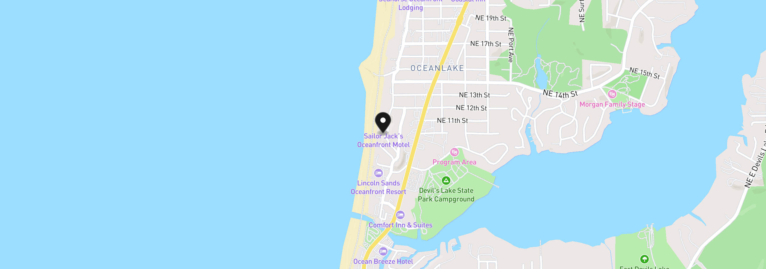 Map showing the location of 1093 NW 8th St, Lincoln City, OR 97367