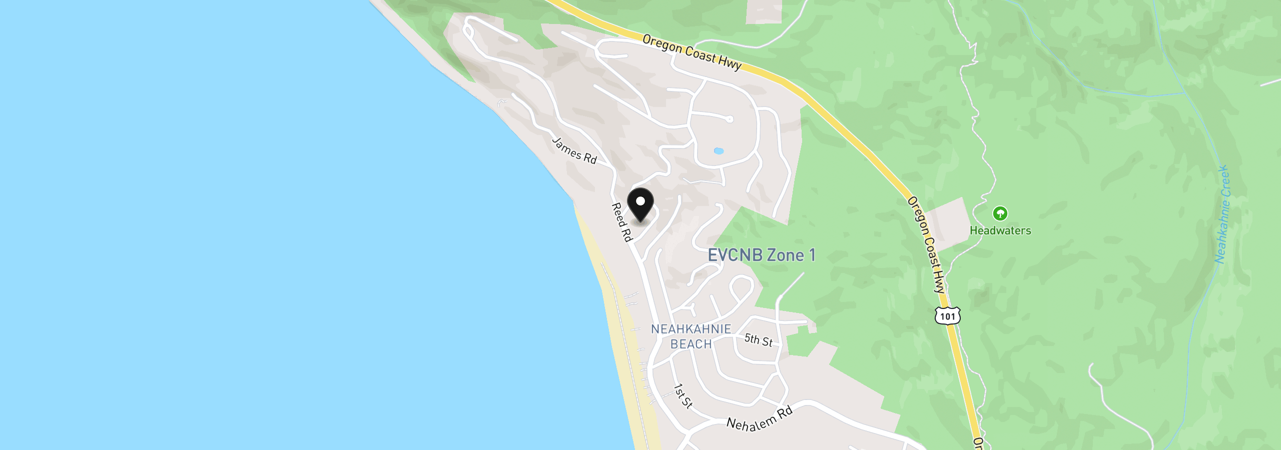 Map showing the location of 8020 Kahnie Trail Loop, Nehalem, OR 97131