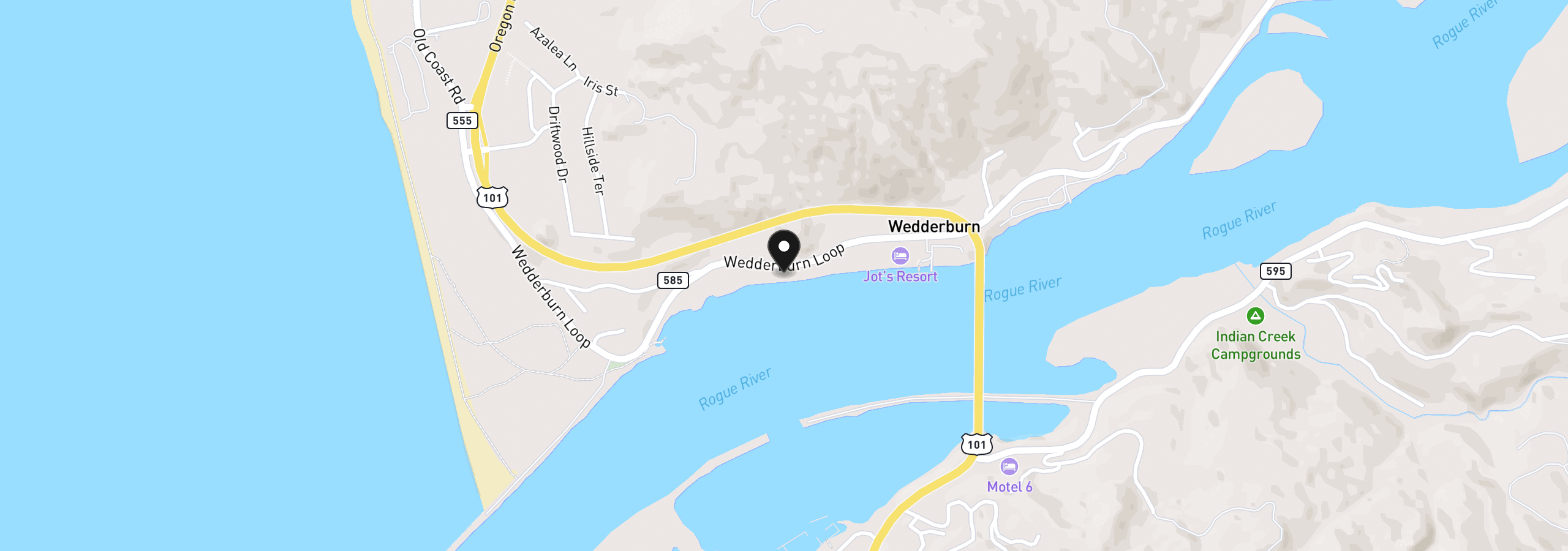 Map showing the location of Wedderburn Loop, Gold Beach, OR 97444