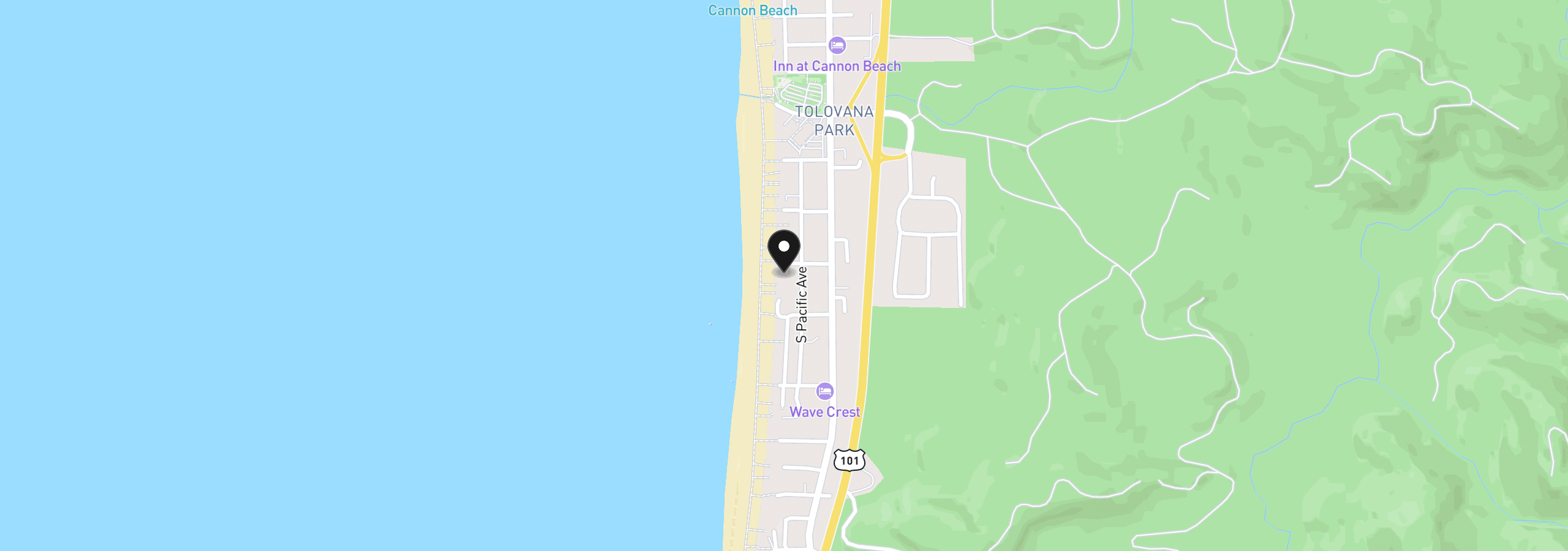 Map showing the location of 3723 Ocean St, Cannon Beach, OR 97110