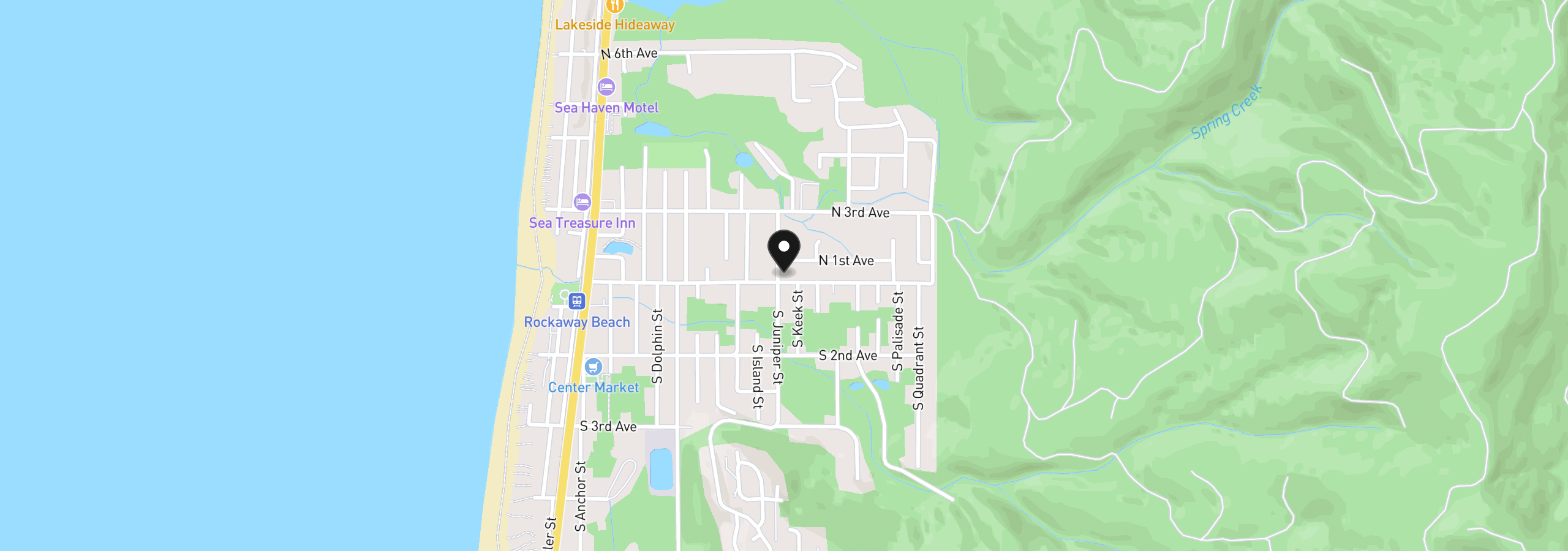 Map showing the location of 901 Nehalem Ave, Rockaway Beach, OR 97136