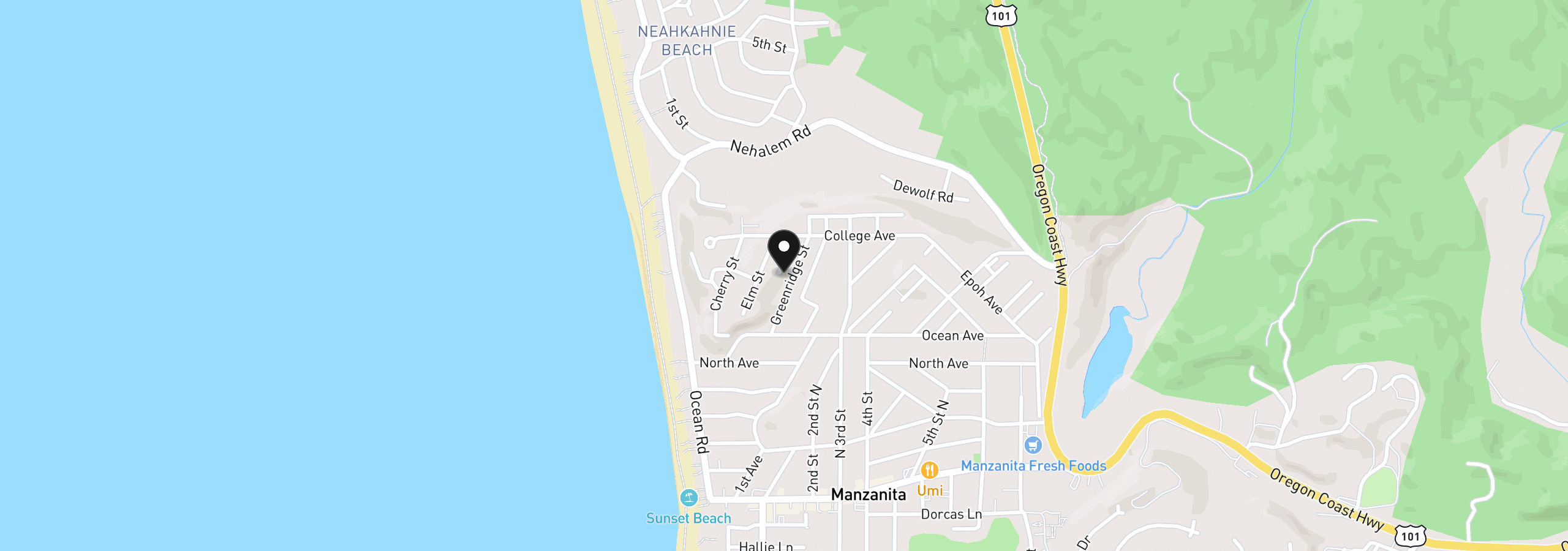 Map showing the location of 827 Greenridge St, Manzanita, OR 97130