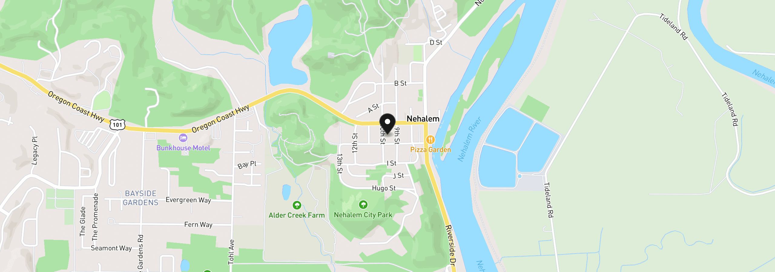 Map showing the location of 35855 10th St, Nehalem, OR 97131