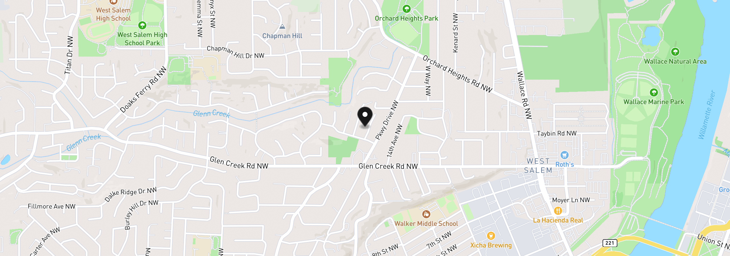 Map showing the location of 1237 Lottie Ln, Salem, OR 97304